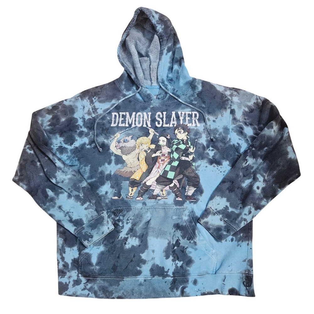 Demon Slayer Kimetsu No Yaiba Tie Dye Hoodie Blue Mens Small Tanjiro Nezuko